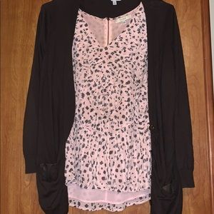 Brown cardigan with silk back